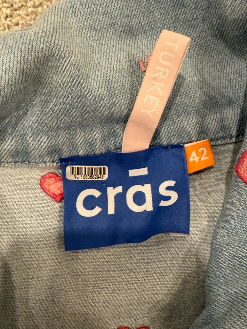 Crās Patti Denim Mini Dress Light Blue Pink Hearts  size XL 🩷 - Picture 8 of 15